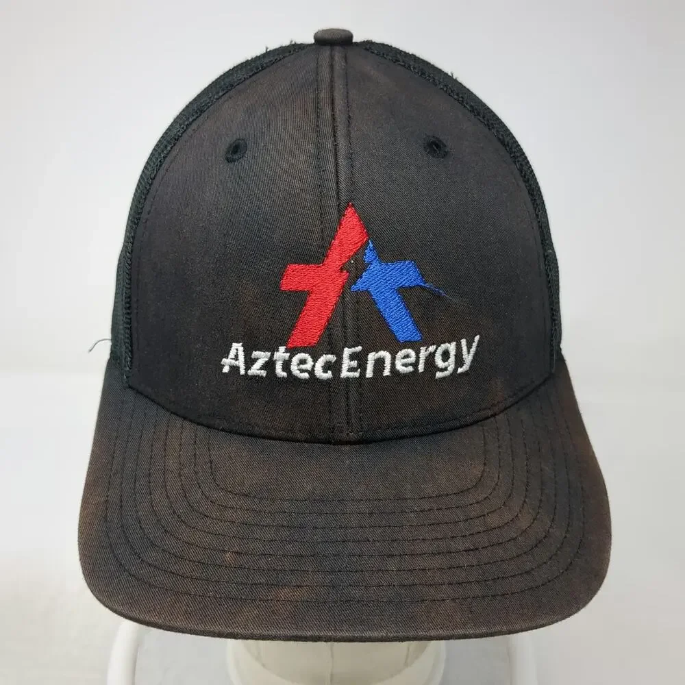Richardson Trucker Hat Black Size Small AztecEnergy Mesh Snapback Logo Work